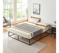 Cadre de lit double Kreta avec Matelas en Métal 180 x 200 cm Noir [en.casa]