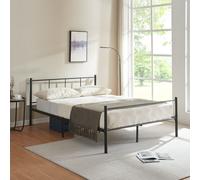 [en.casa] Lit en Métal avec Sommier à Lattes Structure en Acier Revêtu par Poudre Noir 209,5cm x 141,5cm x 81,5cm Noir G