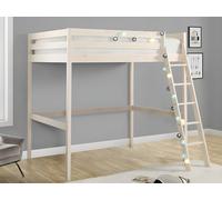 Lit mezzanine - 140 x 190 cm - Pin massif - Blanchi + matelas -GEDEON II
