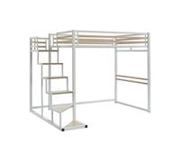 Lit mezzanine 140 x 200 cm - Métal et MDF - Blanc - JOGUI