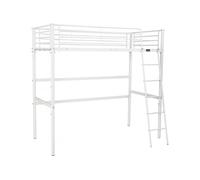 Lit mezzanine 200 x 97 x 189 cm en metal sommier a lattes de couleur blanc