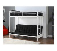 Lit mezzanine 90 x 190 cm - Avec banquette convertible - Métal - Blanc - MODULO V