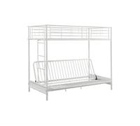 Lit mezzanine 90 x 190 cm - Avec banquette convertible - Métal - Blanc - MODULO V