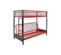 Lit mezzanine 90 x 190 cm - Avec banquette convertible - Métal - Noir et rouge - MODULO V