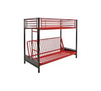 Lit mezzanine 90 x 190 cm - Avec banquette convertible - Métal - Noir et rouge - MODULO V