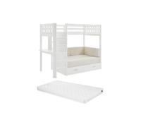 Vente-unique - Lit Mezzanine 90 X 190 cm avec Sofa Convertible - Pin et MDF - Blanc + Matelas - ORPELIA - pour Enfant