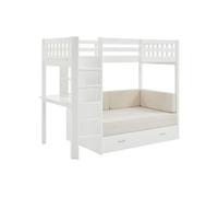 Lit mezzanine 90 X 190 cm avec sofa convertible - Pin et MDF - Blanc - ORPELIA