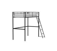 Lit mezzanine 90 x 190 cm en métal - Noir - Sommier inclus - ELIOT