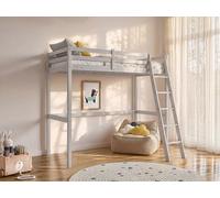 Lit mezzanine - 90 x 190 cm - Pin massif - Blanchi -GEDEON II