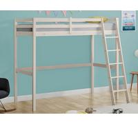 Vente-unique - Lit Mezzanine - 90 x 190 cm - Pin Massif - Blanchi + Matelas - Gedeon II - pour Enfant