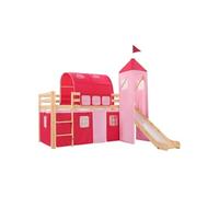 Lit mezzanine 90 x 200 cm en pin sommier a lattes pour 2 personnes de couleur