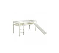 Homestyle4u Lit mi-hauteur 1434 Bois massif avec tiroirs Blanc
