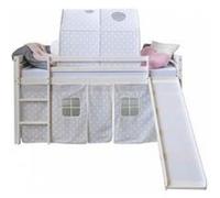 Lit mezzanine 90x200 avec toboggan + echelle + rideau et tunnel gris etoiles Gris G