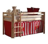 Lit mezzanine 90x200 cm avec tente clown pin massif clair Pino Bois clair G