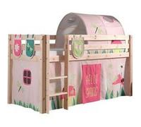 Vipack Pino Lit Compact Pin Massif Naturel + Rideau Et Tunnel De Lit + 3 Pochettes