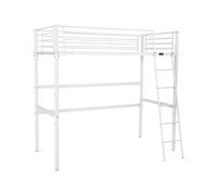 Habitat et Jardin – Lit mezzanine Alora – 90 x 190 cm – métal – sommier à lattes – blanc