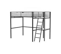 Lit mezzanine avec bureau en métal épo y Sommier inclus 140 190 cm OXFORD Noir