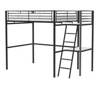 Lit mezzanine GENERIQUE Lit mezzanine avec bureau en métal épo y Sommier inclus 140 190 cm OXFORD Noir