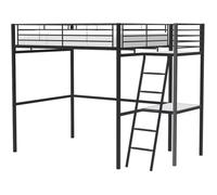 Lit mezzanine GENERIQUE Lit mezzanine avec bureau en metal epoxy - Noir - Sommier inclus - 140x190 cm - OXFORD