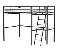Lit mezzanine GENERIQUE Lit mezzanine avec bureau en metal epoxy - Noir - Sommier inclus - 140x190 cm - OXFORD