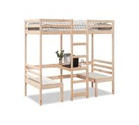 vidaXL Lit mezzanine 3308553 - pin massif 90x200 cm avec bureau et chaises