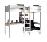 Lit Mezzanine Avec Fauteuil-Lit "Pino" 90x200cm Blanc