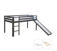 Lit gris mi-haut avec matelas sommier à lattes