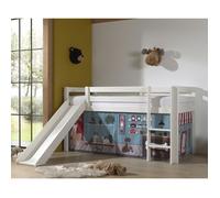 Lit mezzanine avec toboggan en pin massif blanc - Vipack - Pino - 1 place - A lattes - Enfant
