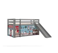 Lit mezzanine avec toboggan en pin massif gris - Vipack PINO - 1 place - 90x200cm - EN747-1&2