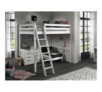 SLEEPY - Lit Mezzanine Blanc 140x200cm avec Fauteuil et Commode -