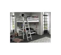 SLEEPY - Lit Mezzanine Blanc 140x200cm avec Fauteuil et Etagère -