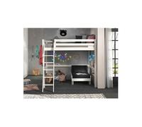 SLEEPY - Lit Mezzanine Blanc 140x200cm avec Fauteuil -