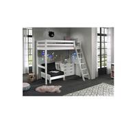 Lit Mezzanine Blanc 90x200cm avec Fauteuil et Commode - SLEEPY -