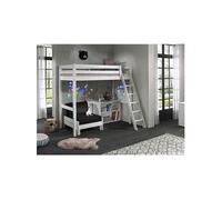 SLEEPY - Lit Mezzanine Blanc 90x200cm avec Fauteuil et Étagère - Altobuy Blanc