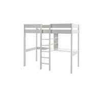 SLEEPY - Lit Mezzanine Blanc 90x200cm Echelle Centrale avec Bureau -