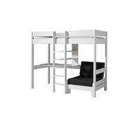 Lit Mezzanine Blanc 90x200cm Echelle Centrale Bureau et Fauteuil - SLEEPY -