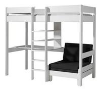 SLEEPY - Lit Mezzanine Blanc 90x200cm Echelle Centrale Bureau et Fauteuil -