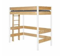 Lit Mezzanine Bois Massif Tino Blanc Et Bois 90X190