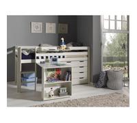 Vipack Lit mezzanine Charlotte avec bureau, chiffonnier et étagère - PINO
