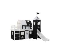 Lit Mezzanine Pour Enfants Avec Toboggan Cadre En Pin Avec Barres De Sécurité 97x208 Cm Multicolore