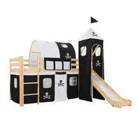 Lit mezzanine d'enfants avec toboggan et échelle - VIDAXL - Thème pirate - Pin - 90x200 cm