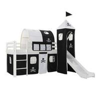 Lit mezzanine d'enfants avec toboggan et échelle - VIDAXL - Thème pirate - Noir - 2 places - 90x200 cm