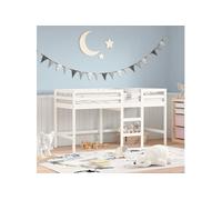 Vidaxl Lit Mezzanine Enfants Échelle Blanc 90x200 Cm Bois Pin Massif Blanc