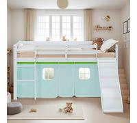 Lit mezzanine d'enfant 90x200 avec sommier toboggan lit vert clair Homestyle4u