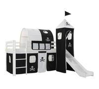 Lit mezzanine d'enfants avec toboggan et échelle - VIDAXL - Thème pirate - Noir - 2 places - 90x200 cm