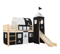 Lit mezzanine d'enfants avec toboggan et échelle - VIDAXL - Thème pirate - Pin - 90x200 cm