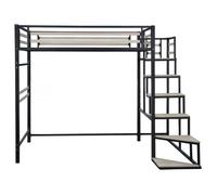 Habitat et Jardin Lit Mezzanine en métal avec escalier Lena - 140 x 190 cm - Noir