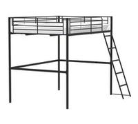 Lit mezzanine en metal - Noir - Sommier inclus - 140 x 200 cm - ELIOT Noir G