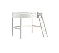 Lit Mezzanine en Pin Laqué Blanc 140x200cm Echelle Inclinée - SLEEPY -
