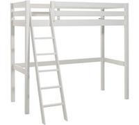 SLEEPY - Lit Mezzanine en Pin Laqué Blanc 90x200cm Échelle Inclinée - Altobuy Blanc